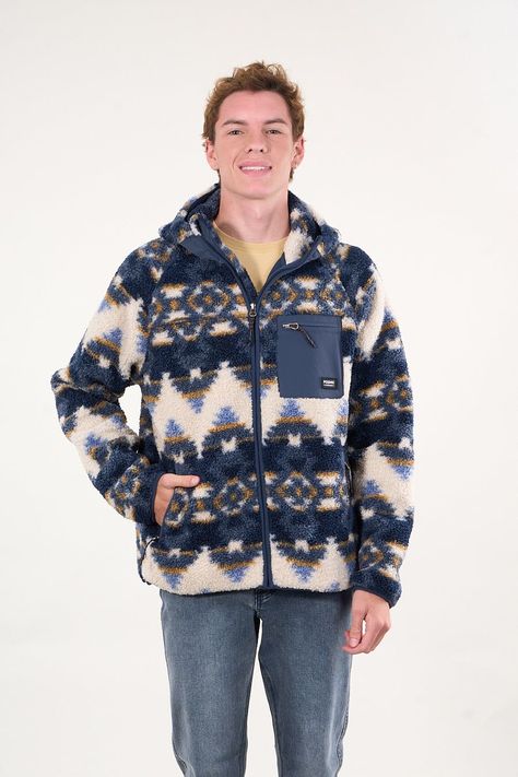 Poleron Polar Sherpa Bonded con cierre Print Azul wi8318 Polemic-0