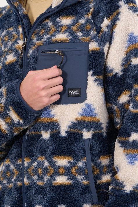 Poleron Polar Sherpa Bonded con cierre Print Azul wi8318 Polemic-1