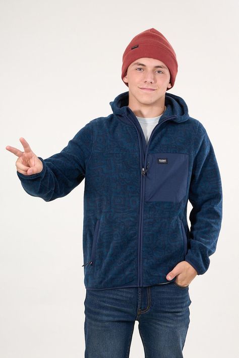 Poleron Micropolar Full Zipper y gorro Azul wi8308 Polemic-2
