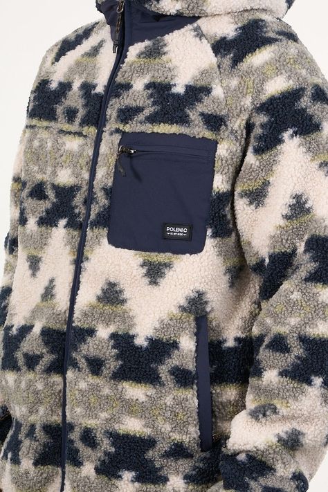 Poleron Polar Sherpa Bonded con cierre Print Verde wi8318 Polemic-1