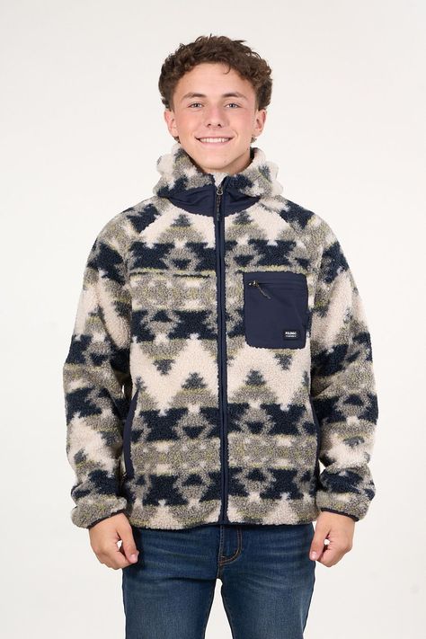 Poleron Polar Sherpa Bonded con cierre Print Verde wi8318 Polemic-2