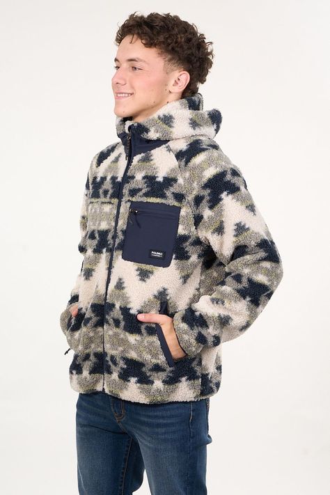 Poleron Polar Sherpa Bonded con cierre Print Verde wi8318 Polemic-3