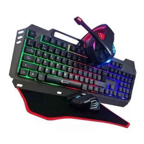 Kit Gamer Pc Teclado Metal Mouse Audifono Mousepad Yelandar-1