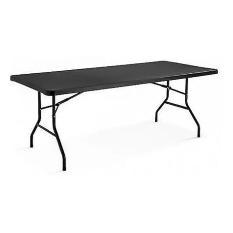 Mesa Plegable Camping Maleta Portatil 180 X 75 Cm Multiuso Negra -0