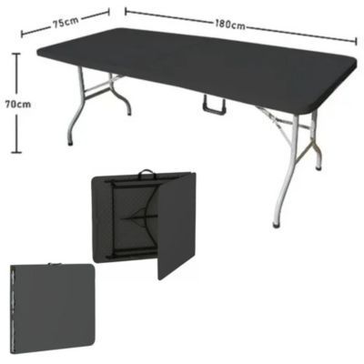 Mesa Plegable Camping Maleta Portatil 180 X 75 Cm Multiuso Negra -3