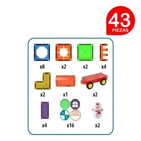Tren Bloques Magneticos de Construcción Didácticos 43 Pzs-1