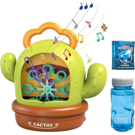 Máquina Cactus Musical Lanza Burbujas con Luces-0
