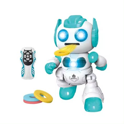 Robot a Control Remoto Lanza Discos Luces y Sonidos Verde-0