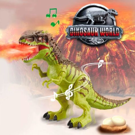 Juguete Dinosaurio T-Rex Luz Sonido Movimiento Lanza llamas-3