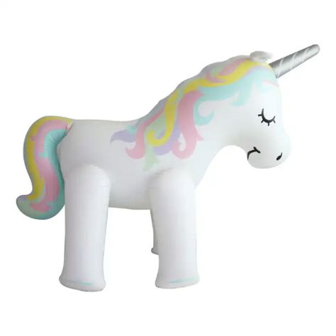 Unicornio Inflable con Rociador Agua 160x220x80 cm-0