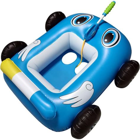 Flotador Autito Inflable con Pistola Lanza Agua Azul-0