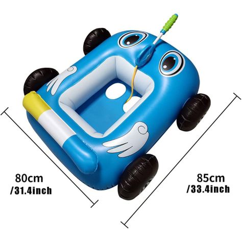 Flotador Autito Inflable con Pistola Lanza Agua Azul-1