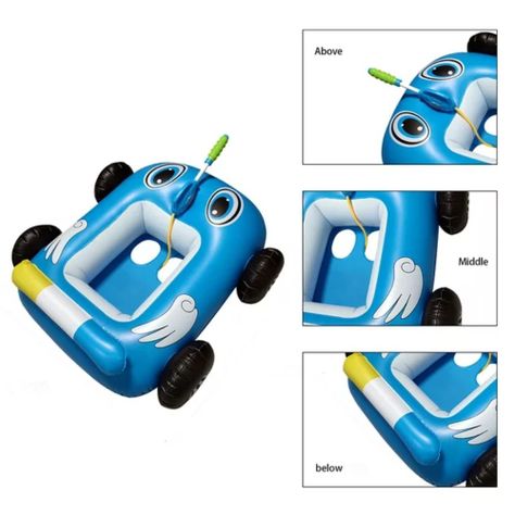 Flotador Autito Inflable con Pistola Lanza Agua Azul-3