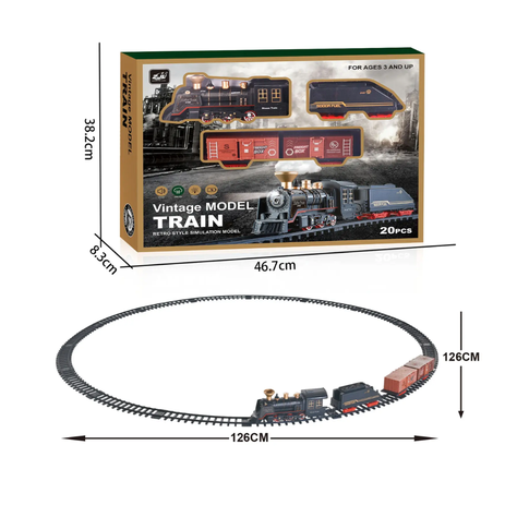 Tren Clásico Realista con Vapor Luces y Sonidos 126cm-1