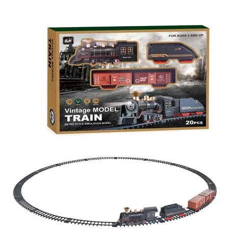 Tren Clásico Realista con Vapor Luces y Sonidos 126cm-0
