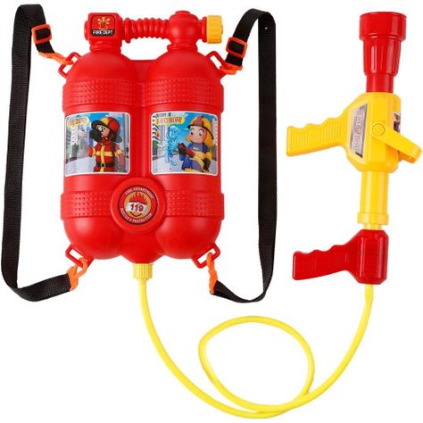 Mochila con Pistola Lanza Agua Bombero Roja-0