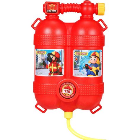 Mochila con Pistola Lanza Agua Bombero Roja-1