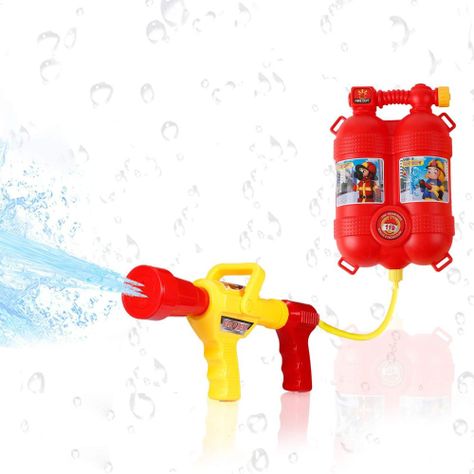 Mochila con Pistola Lanza Agua Bombero Roja-5