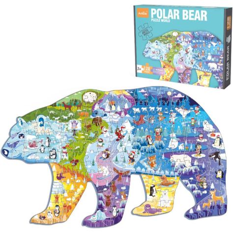 Puzzle Artico con Forma de Oso Polar 128 piezas-0