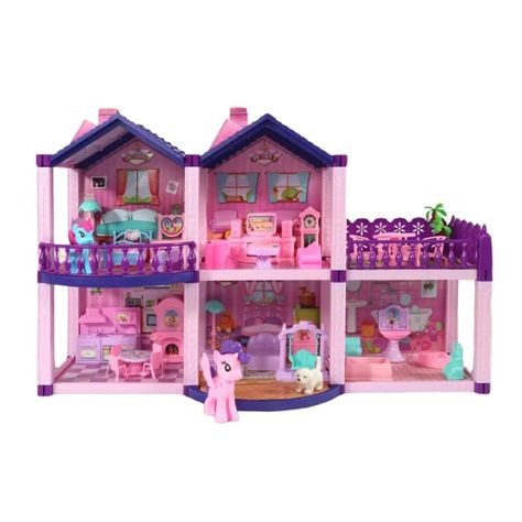 Casa de Muñecas Infantil con Muebles y Animales 60x22x38 cm-0