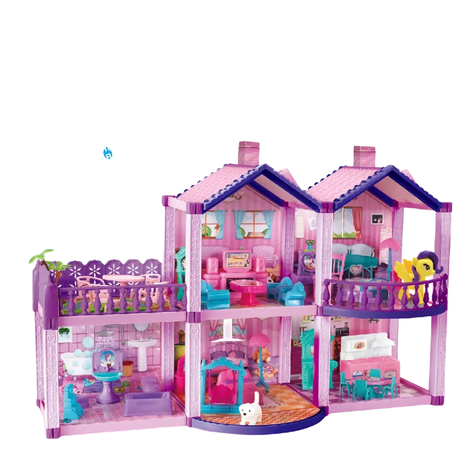 Casa de Muñecas Infantil con Muebles y Animales 60x22x38 cm-1