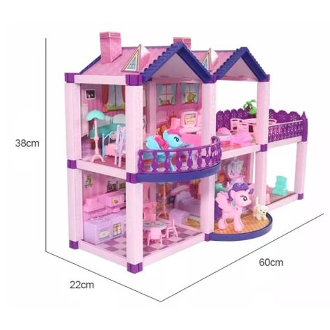 Casa de Muñecas Infantil con Muebles y Animales 60x22x38 cm-5
