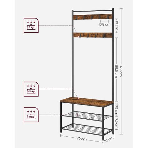 Mueble Recibidor Perchero Daven Estilo Industrial.-2