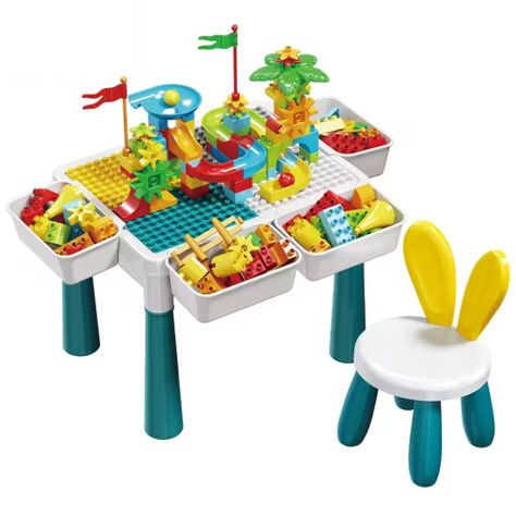 Mesa de Juegos Didáctica Con Bloques de Toboganes 85 piezas-0