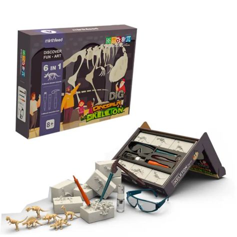 Juego de Excavación Fósiles Dinosaurio 6en1 con Herramientas-0