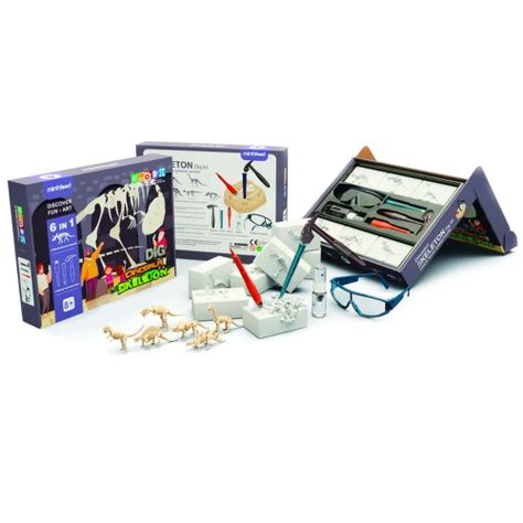 Juego de Excavación Fósiles Dinosaurio 6en1 con Herramientas-1