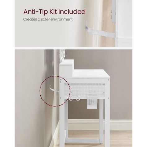Mueble Tocador Blanco Organizador con Espejo y Banca Satra-7