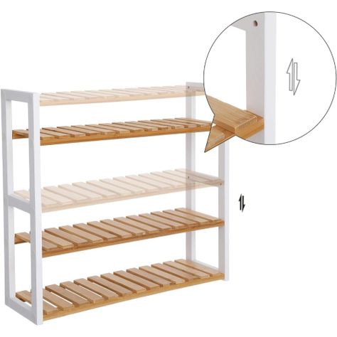 Estanteria Organizador Ajustable Bambu Blanca Skenas-4