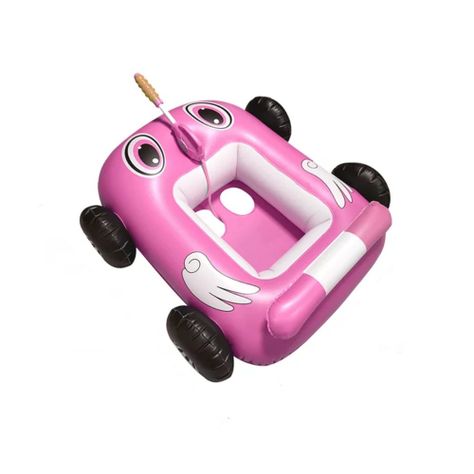 Flotador Autito Inflable con Pistola Lanza Agua Rosado-0
