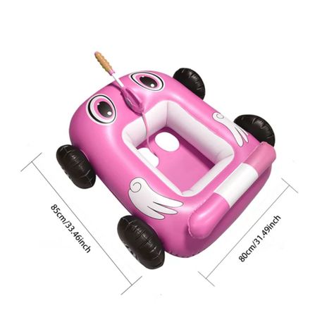 Flotador Autito Inflable con Pistola Lanza Agua Rosado-1