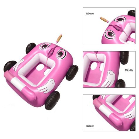 Flotador Autito Inflable con Pistola Lanza Agua Rosado-2