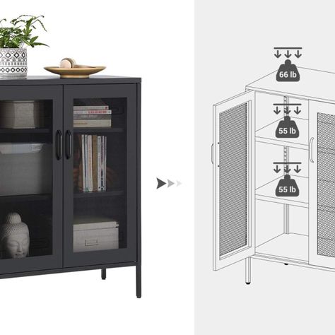 Buffet Aparador Negro Metalico Visrup-3