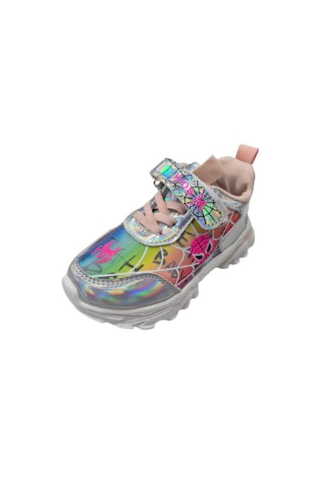Zapatilla Urbana Brillante Plateado Niña Velcro -0