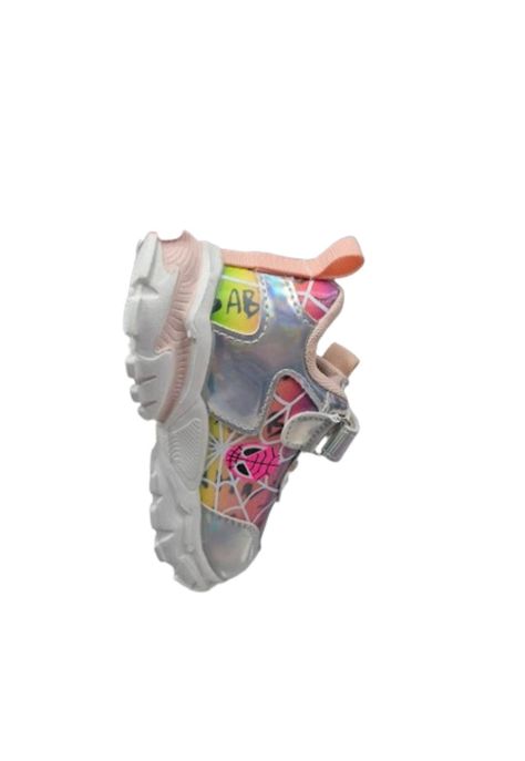 Zapatilla Urbana Brillante Plateado Niña Velcro -3