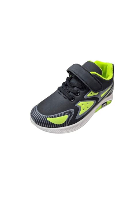 Zapatilla Urbana Negro Verde Niño Velcro-0