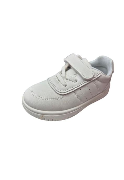 Zapatilla Escolar Blanco Velcro Niño Niña-0