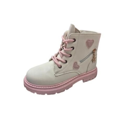 Bota de Invierno Niña Blanco Rosa Corazón-0