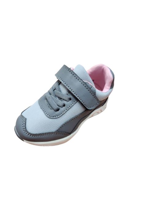 Zapatilla Deportiva Gris Rosa Velcro-0