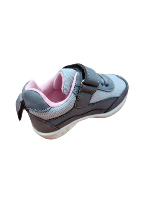 Zapatilla Deportiva Gris Rosa Velcro-1