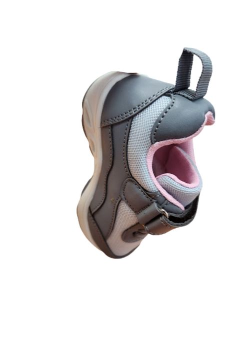 Zapatilla Deportiva Gris Rosa Velcro-3