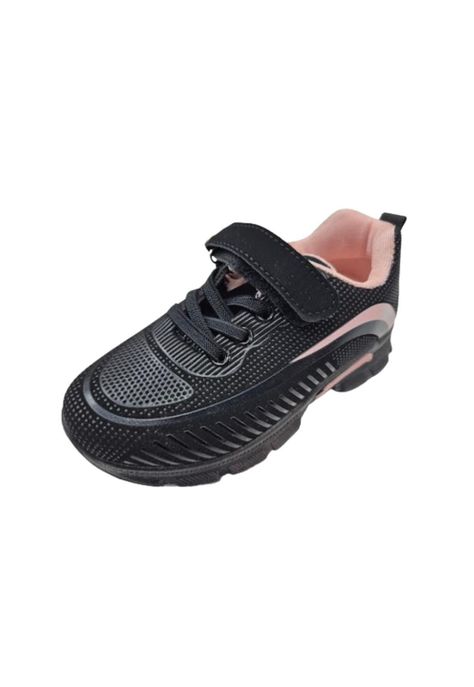 Zapatilla Urbana Negro Rosado Velcro Niña-0
