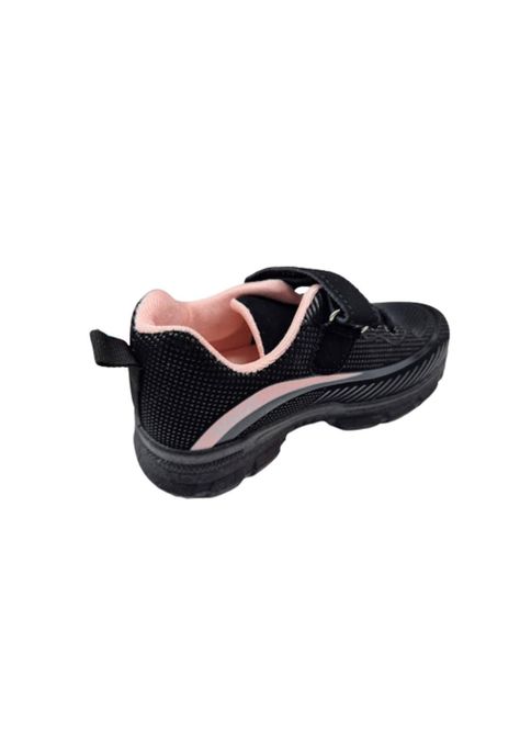 Zapatilla Urbana Negro Rosado Velcro Niña-2
