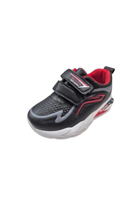 Zapatilla Urbana Negro Rojo Velcro Niño-0
