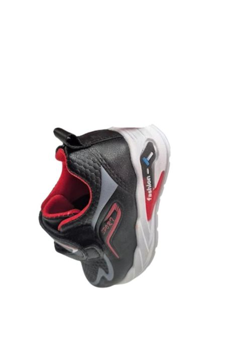 Zapatilla Urbana Negro Rojo Velcro Niño-3