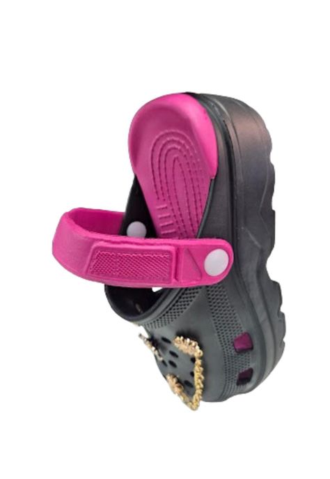 Sandalia Brillante Negro Fucsia Mujer-2