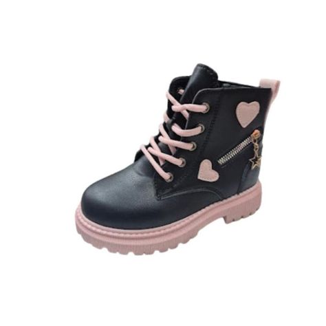 Bota de Invierno Niña Negro Rosa Corazón-0